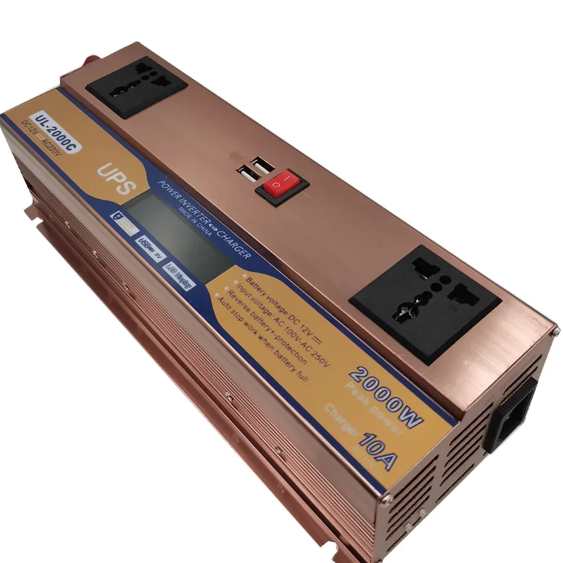 

2000W Inverter With Charger Ups Inverter With Charger Dc 12v 24v To Ac 110v 220v 50Hz 10A Charging Function For Household