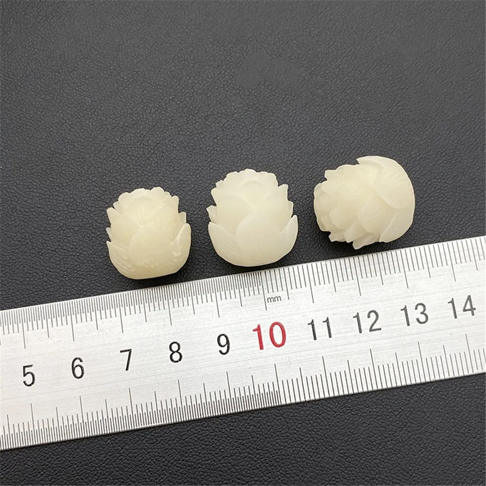 Natural White Jade Bodhi Root Jade Orchid Lotus Scattered Bead Handmade DIY Accessories Bead Bracelets Necklace Jewelry Material