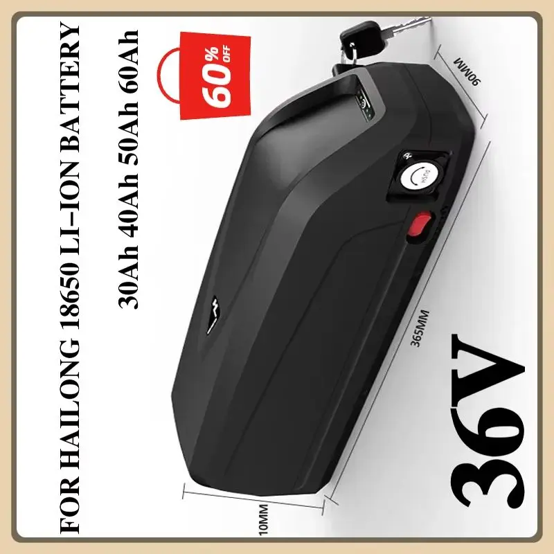 

For Hailong Battery 36V 30Ah-60Ah for 250W~1500W Motorcycle/bicycle Waterproof LithiumBattery + Charger