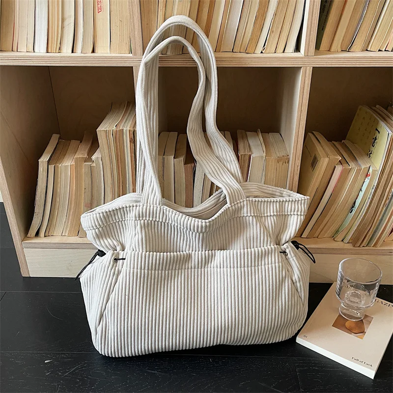 

New Top Handle Bag Comfortable and Versatile Texture Shoulder Bag Women Japanese Corduroy Commuting Bag Large Capacity for Work
