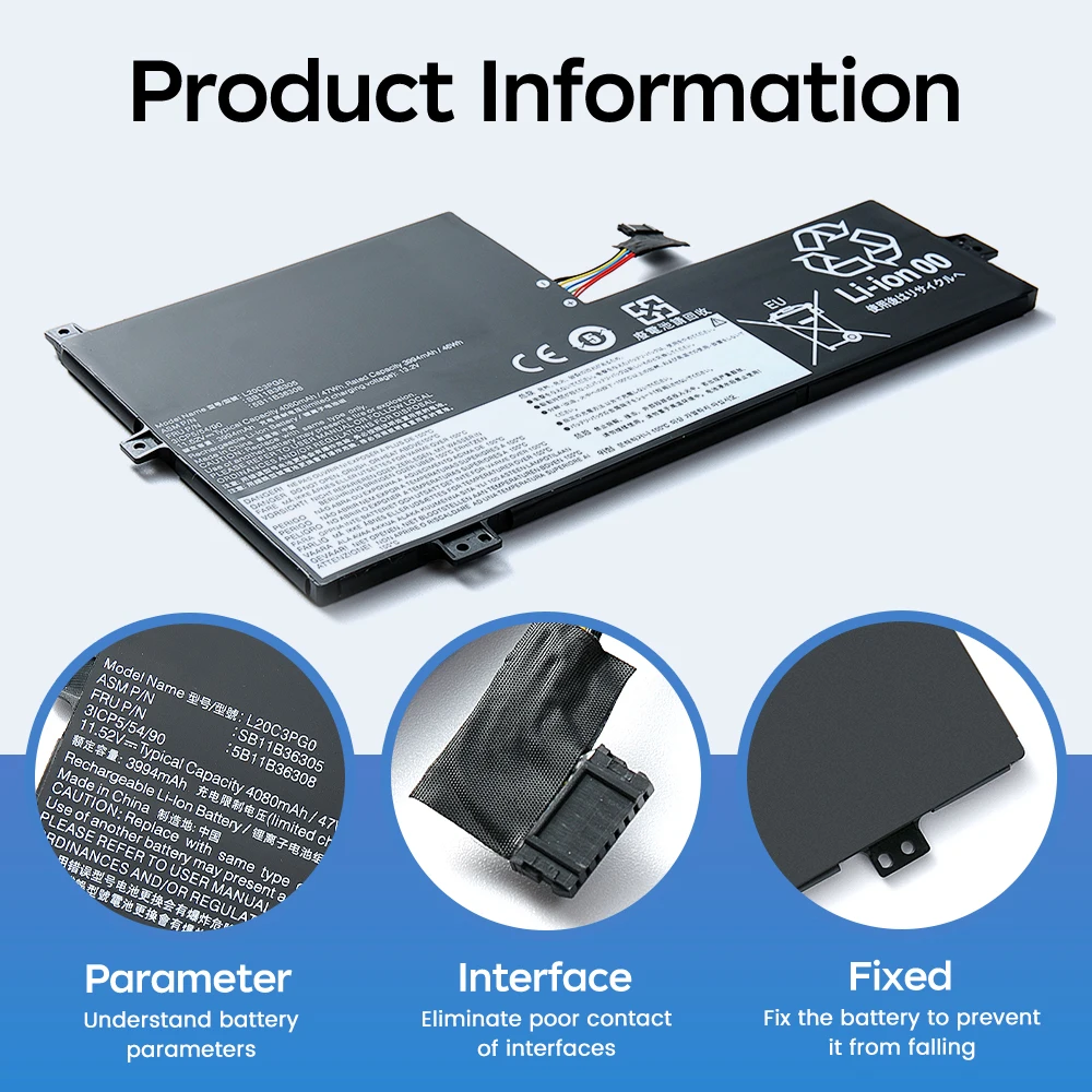 BGBT New Laptop Battery L20C3PG0 11.52V 47WH 4080mAh High Quality For Lenovo ThinkPad 100E 300E 500E Chromebook Gen 3 L20D3PG0