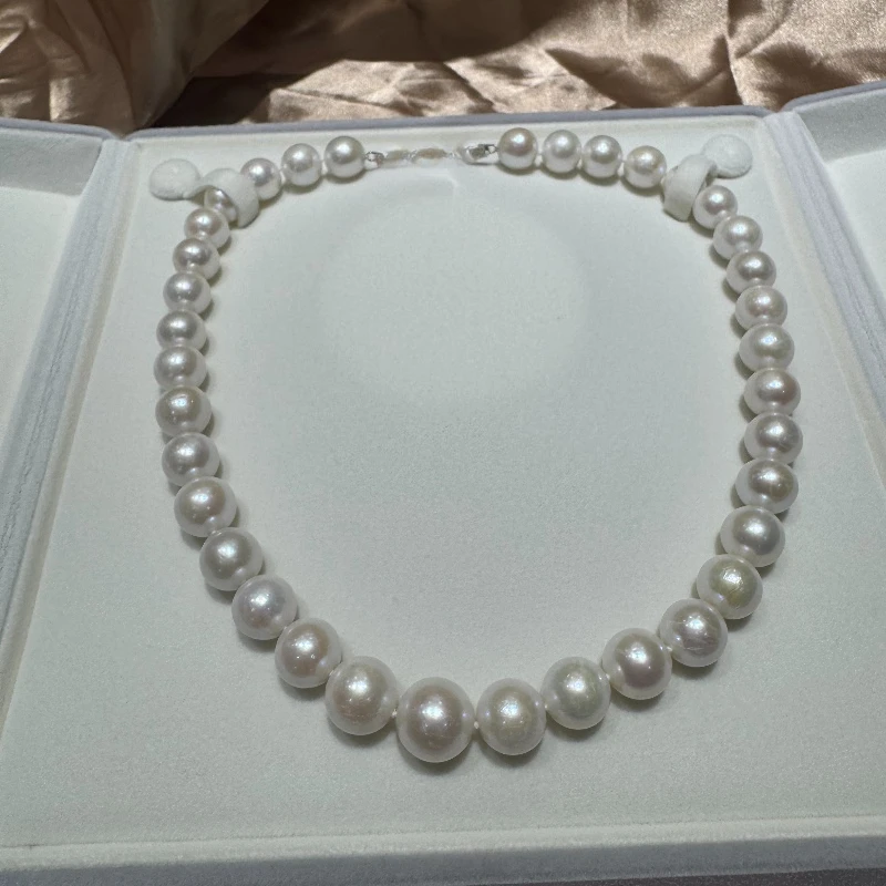 

Huge 12-15mm White Natural Pearl Necklace Jewelry Sterling Silver 925