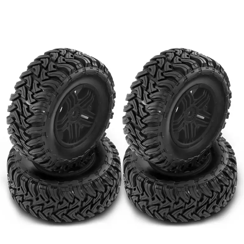 ABUM-110Mm RC Car Rubber Tires Wheel Rim Set For 1/10 Short Course Truck ARRMA SENTON-4X4 550 MEGA/XLH 9125 Slash Redcat/HSP