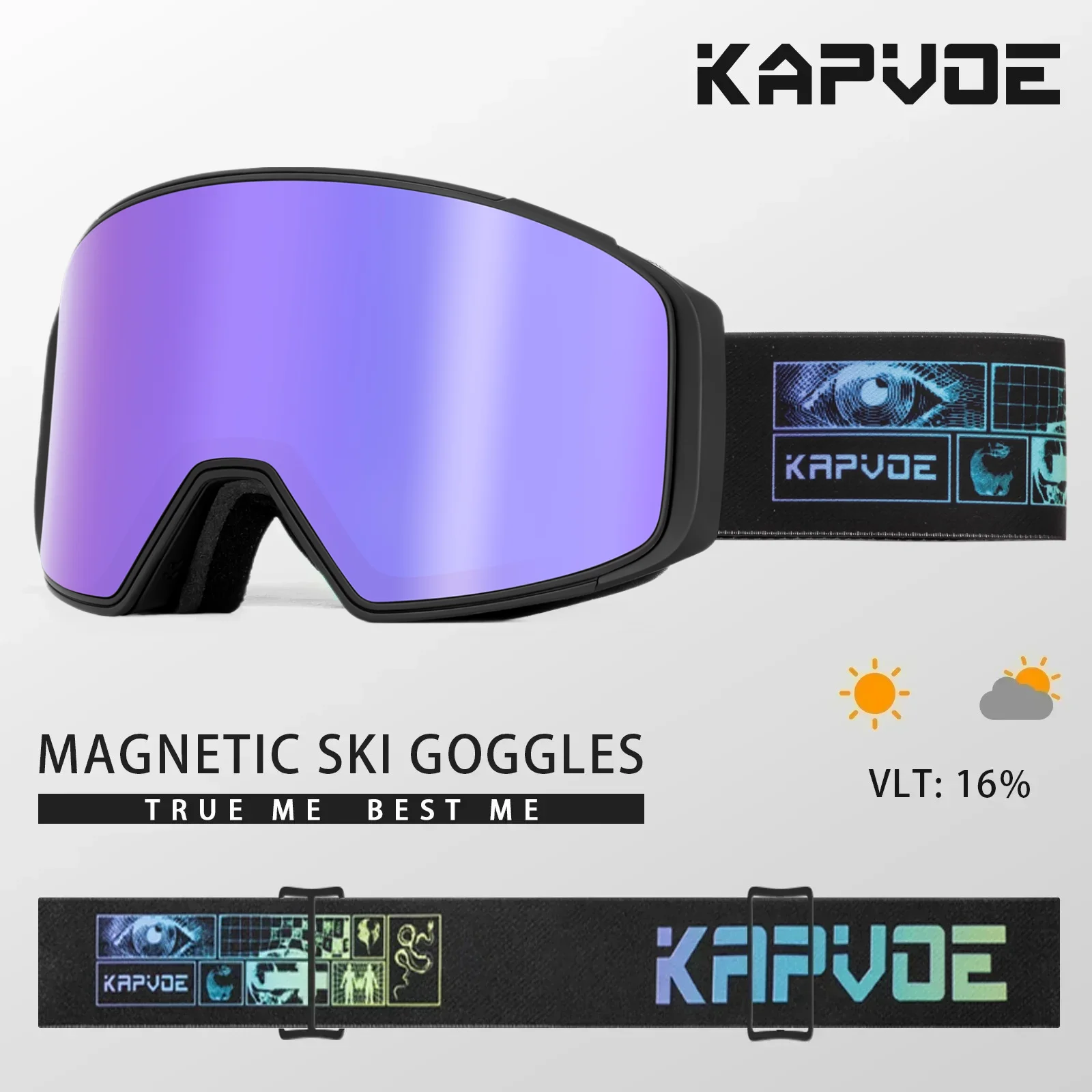Kapvoe Occhiali da sci Neve Protezione UV400 Occhiali da snowboard Sci Maschera sportiva invernale per uomo Donna Occhiali da motoslitta antiappannamento