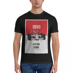 RED T Shirts for Men Cotton Funny T-Shirts O Neck Ayrton Senna Tees Short Sleeve Clothes Birthday Gift