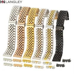 12/13/14/16/17/18/19/20/21/22mm Watch Band Strap Stainless Steel Watchband Bracelet Hollow Arc Interface With Tool Pins Replace