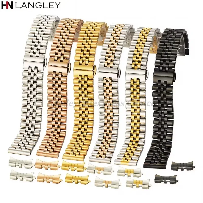 12/13/14/16/17/18/19/20/21/22mm Watch Band Strap Stainless Steel Watchband Bracelet Hollow Arc Interface With Tool Pins Replace
