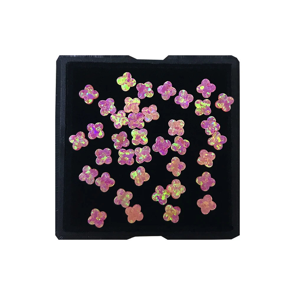 

New Color Clover Tooth Gem Flower Leaf Design Lead Free Safety Double Flat Opal Stone For Tooth Decoration