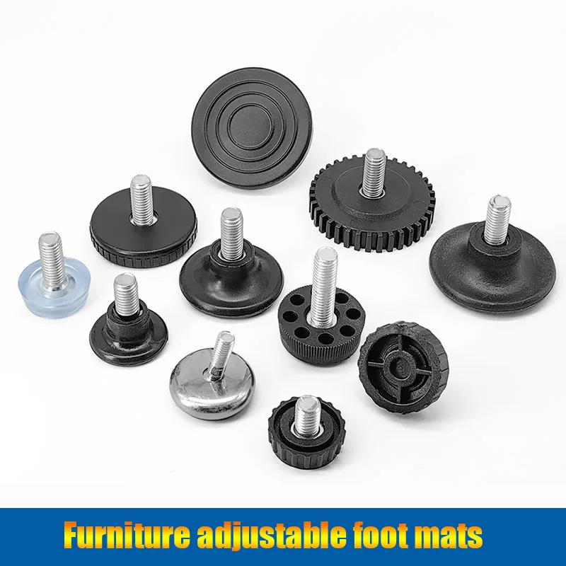 4 Pc M6 M8 M10 With Screw Adjustable Leveling Chair Leg Feet Furniture Mat Rubber Base Sofa Bed Cabinet Table Floor Protector