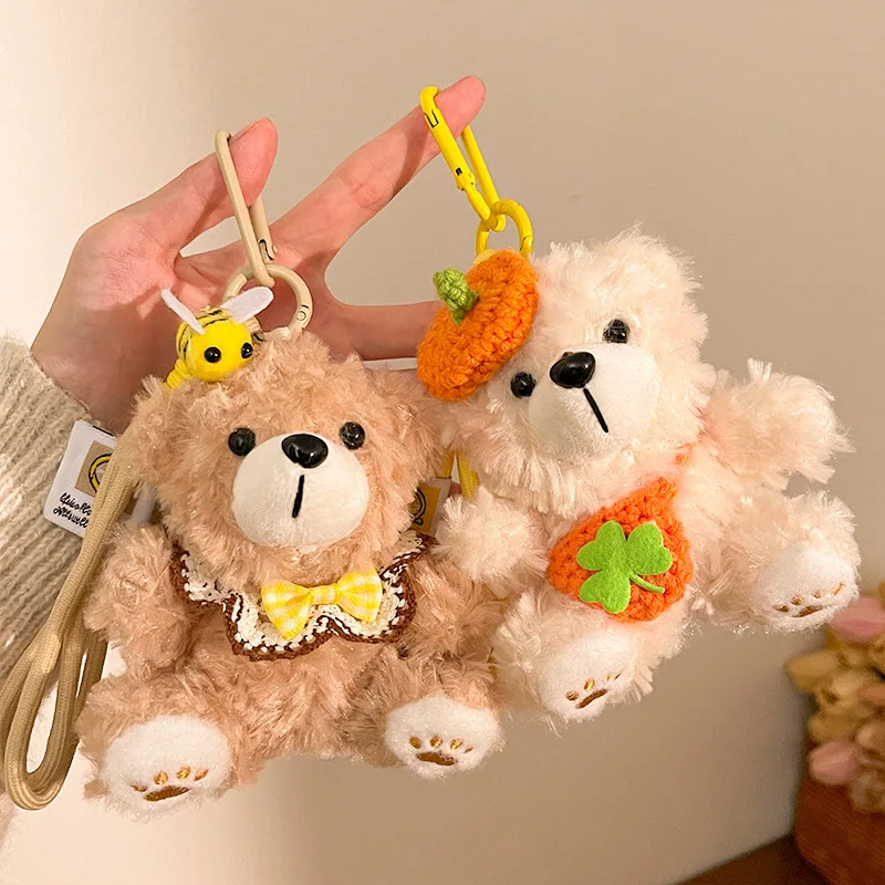 1 stücke Nette Cartoon Bär Plüsch Puppe Anhänger Schlüsselbund Exquisite Bär Gefüllte Puppen Spielzeug Tasche Charme Auto Schlüssel Dekorationen Kinder spielzeug