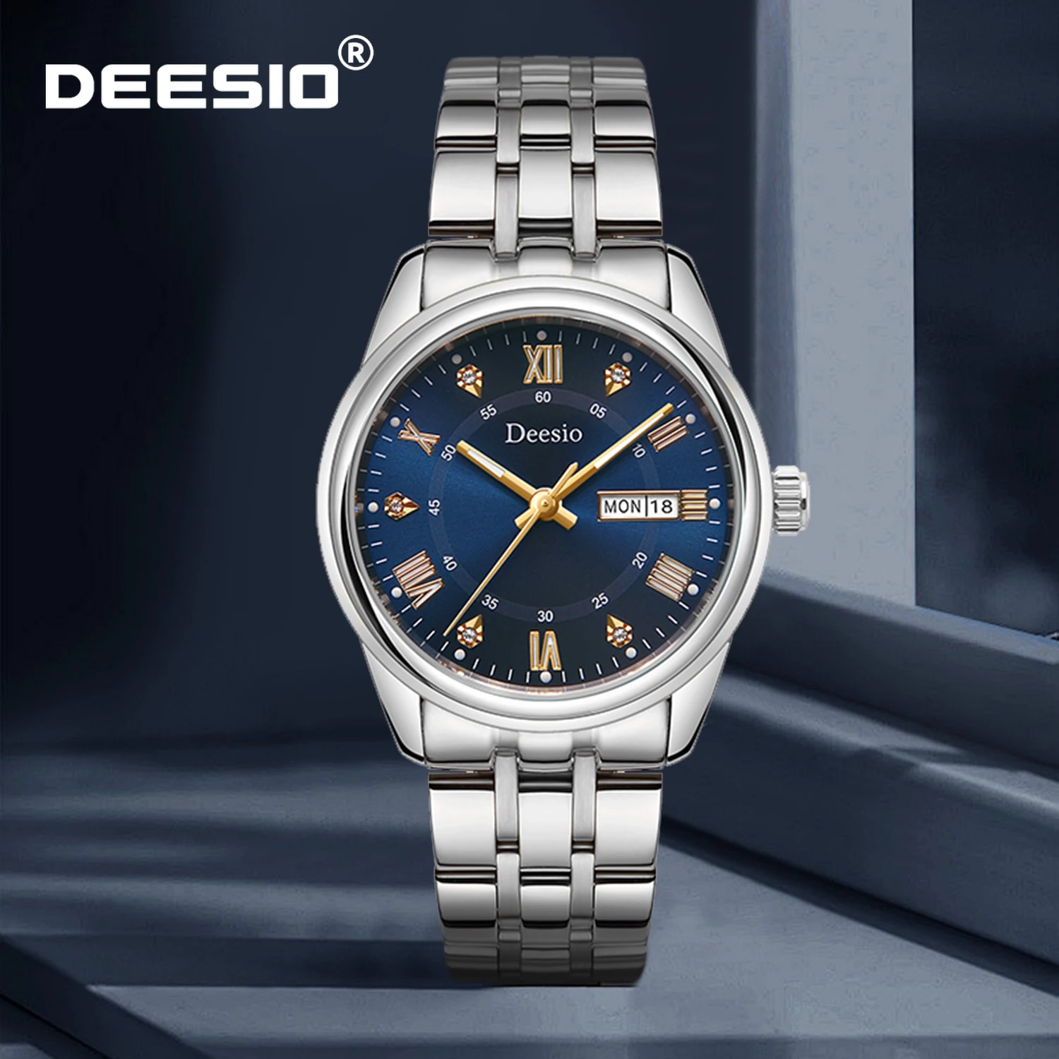 

Мужские автоматические часы Deesio, роскошные механические часы с автоподзаводом, корпус из нержавеющей стали, сапфировое стекло, светящиеся, водонепроницаемые до 50 м, деловые часы
