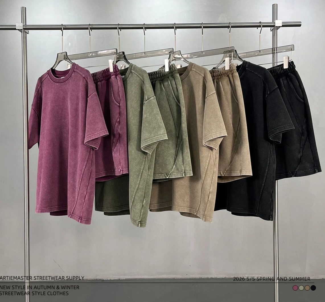 

Two-piece Suit Splicing Design Man Woman Cool Personality Short-shleeved Fashionable Comfortable Loose Casual Simple
