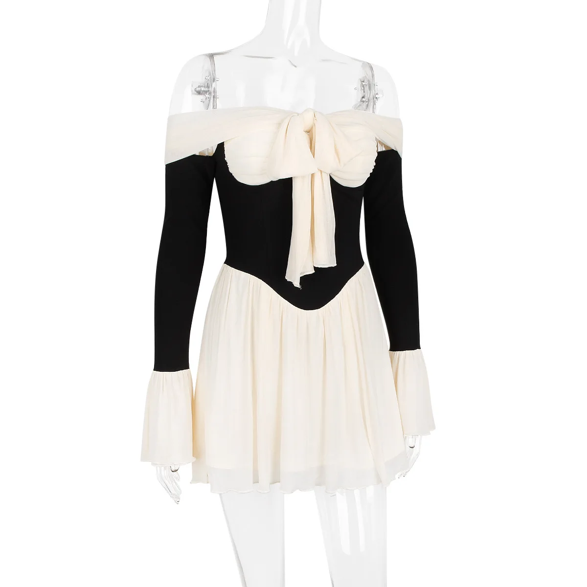 

Elegant Party Dresses for Women 2023 Short Flare Sleeve A-line Dress Slim Casual Pleated Dress Birthday New in Women Clothing