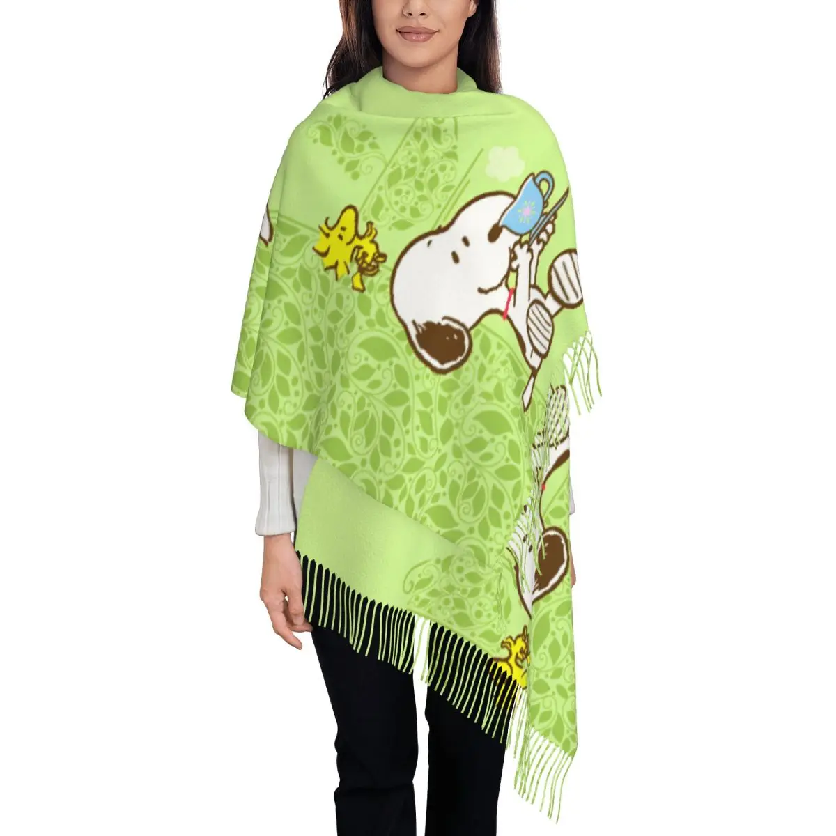 Women's Scarf with Tassel Snoopys Springtime Large Soft Warm Shawl and Wrap Gifts Pashmina Scarves