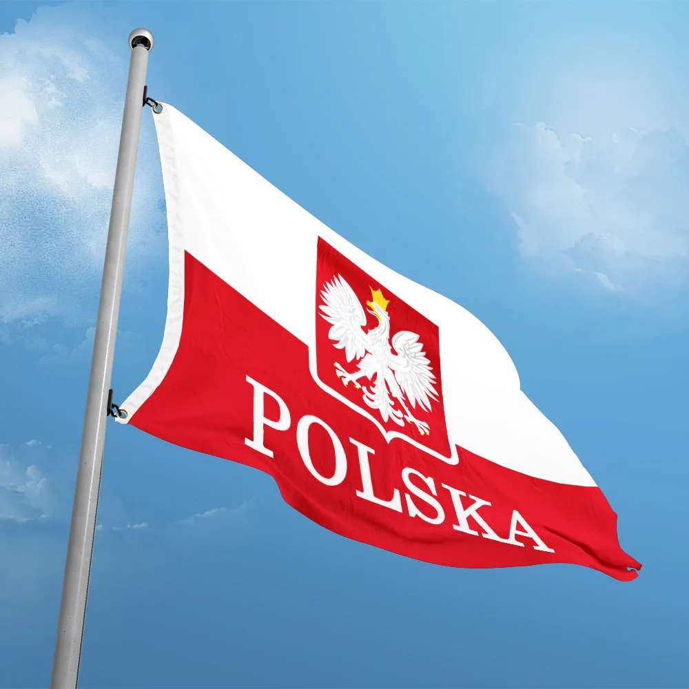 Poland Eagle Flag Nation 3ft x 5ft Polyester Banner Flying150* 90cm Custom All Over The World Worldwide Double Penetration