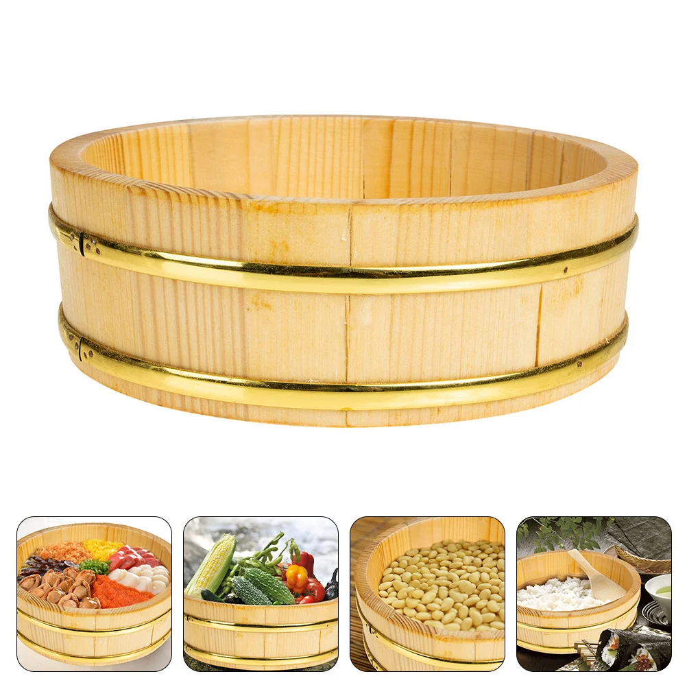 Sushi Containers with Lid Bucket Food Trays Serving Bibimbap Rice Wooden Japanese Style