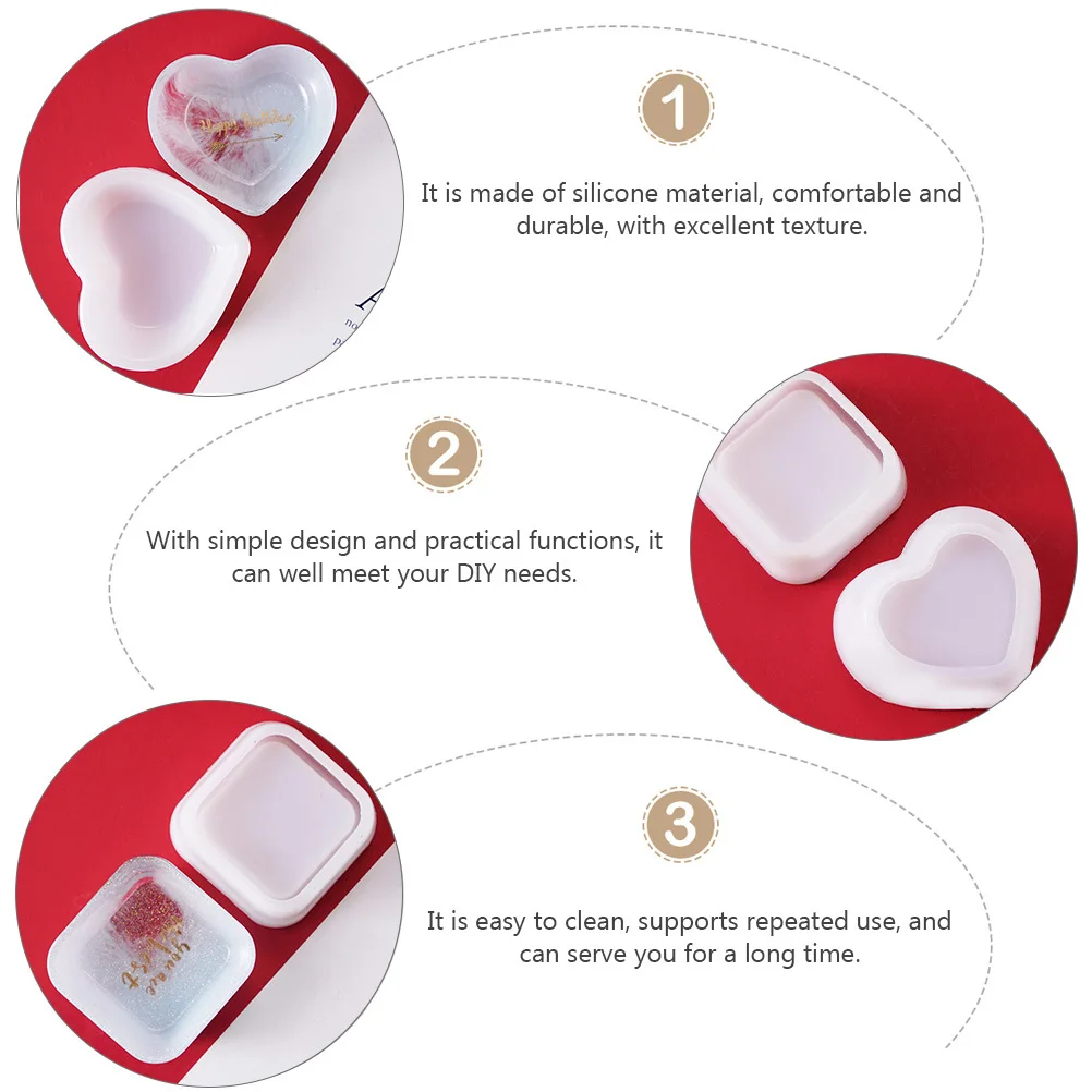 2 قطعة قالب سيليكون مربع الحب لتقوم بها بنفسك الحرفية صنع راتنجات الايبوكسي الفن كريستال بالتنقيط صينية لوحة قالب الملحقات الحرفية #1