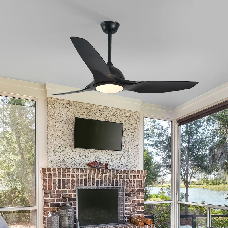 Model 666 52-Inch Modern Ceiling Fan Light ABS Plastic Blades DC Power Source Easy Box Remote Household Use Living Room