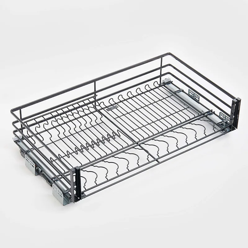 

Kitchen cabinets Double-layer three-sided drawer type damping buffer Dish basket Drainage rack Storage