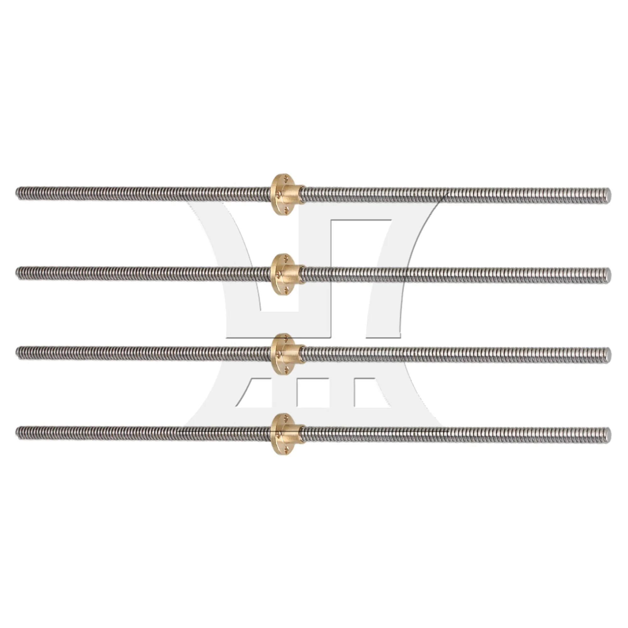 CNBTR 4 Pcs Trapezoidal Lead Screw 350mm L 2mm w/ Brass Nut for 3D Printer