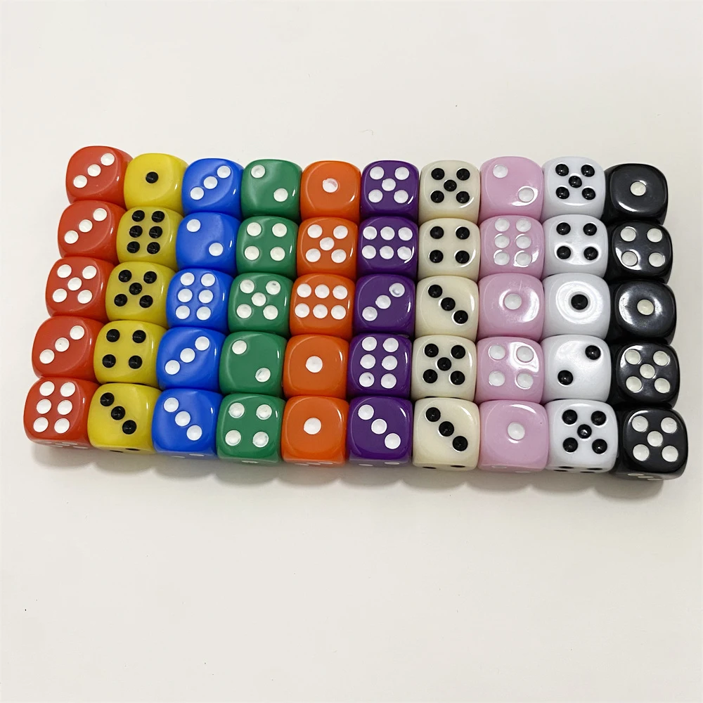 50pcs/Pack High Quality New 12mm Acrylic Transparent D6 Point Dice #12 Round Corner Boutique Dice