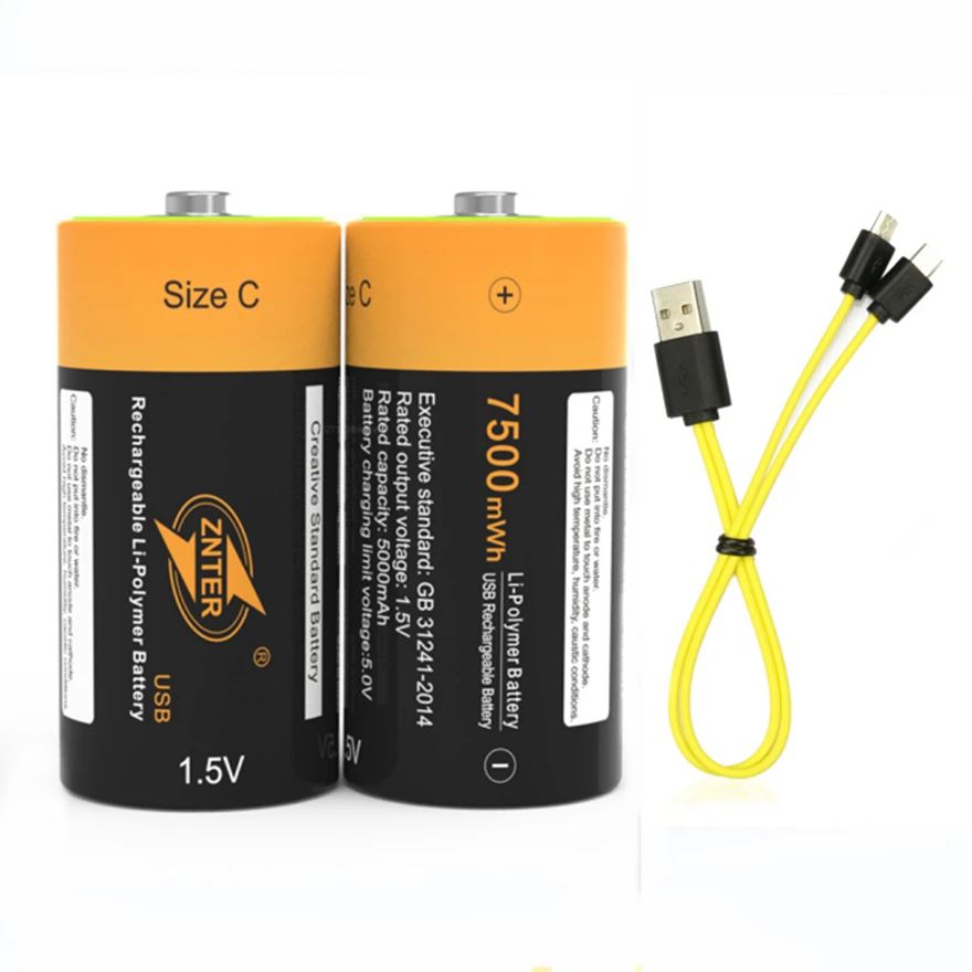 

2pcs/lot 7500mWh 1.5V Rechargeable Battery C Size USB Rechargeable Lithium Polymer Battery for Drone Accessories Battery
