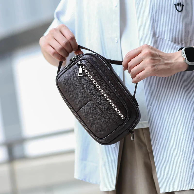 Portable Commuter Wallet Men's Multi-Pocket Large Capacity Clutch Bag handbag Versatile leather Shoulder crossbody bags