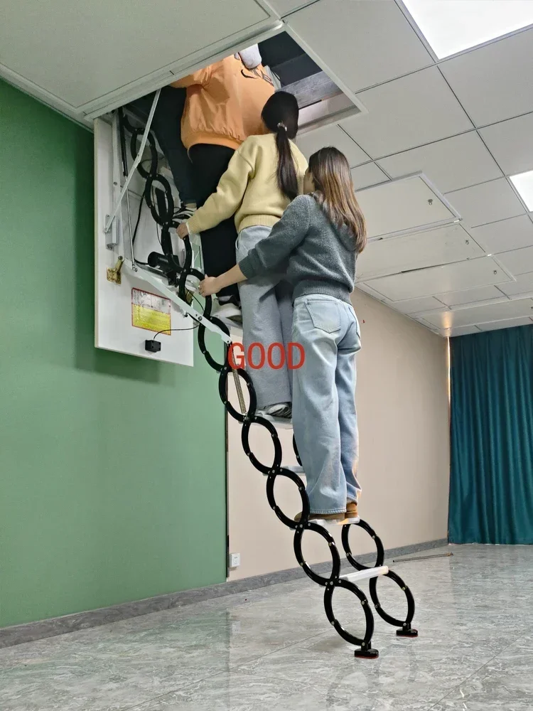 سلم علوي أوتوماتيكي بالكامل سلالم قابلة للسحب سلم كهربائي منزلي قابل للسحب مصعد غير مرئي قابل للطي تلقائيًا