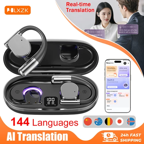 Auriculares Bluetooth con traducción de idiomas AI, 144 idiomas, traducción en tiempo Real, auriculares cómodos, 99% de precisión para viajes
