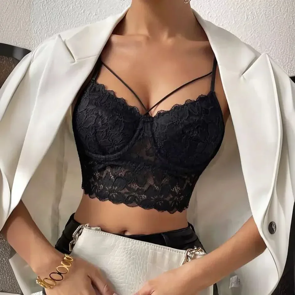 

Women Sleeveless Cami Tank Top Lace Camisole Summer Sexy V Neck Black