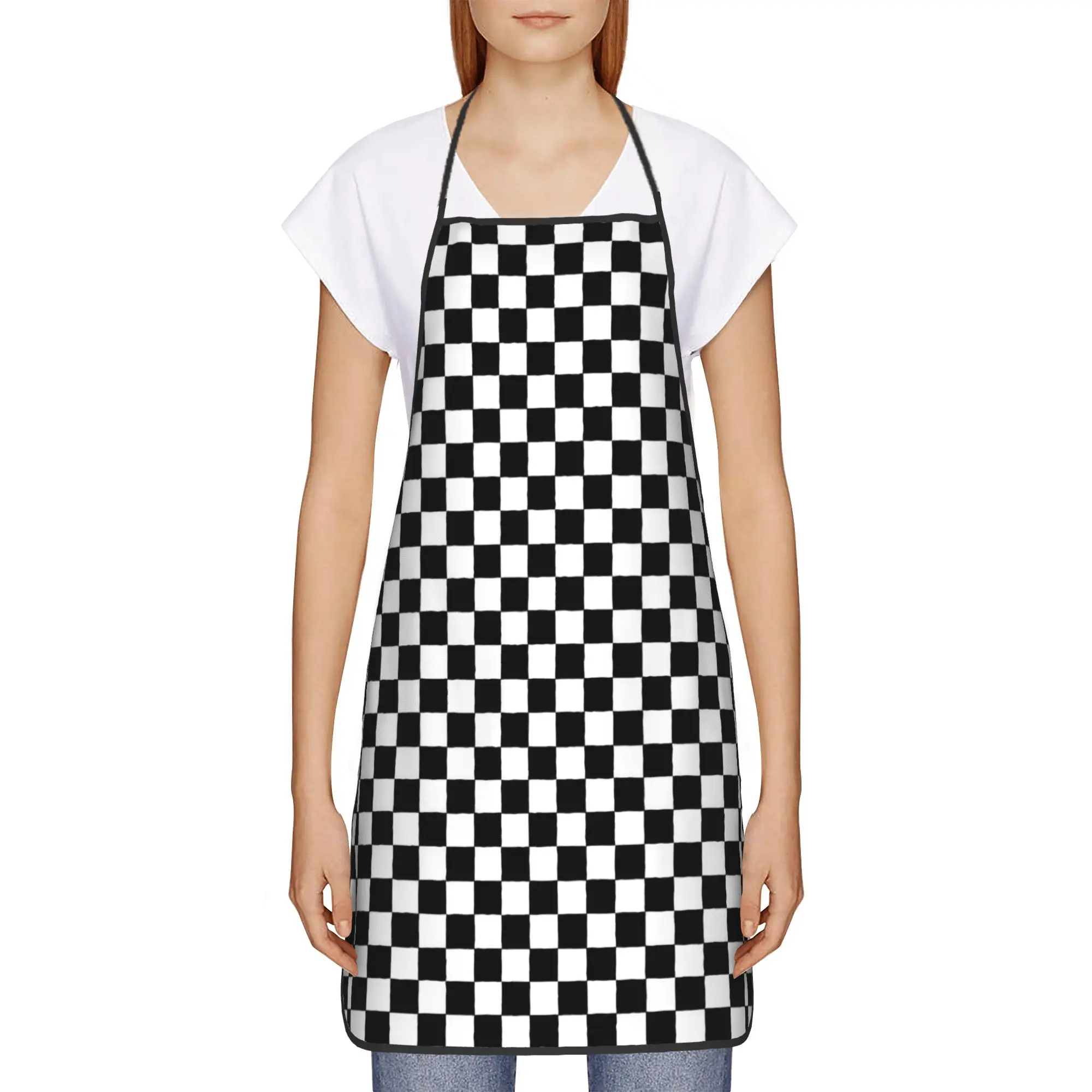 

Men Women Chef Gifts Apron checkered pattern Accessories Cooking BBQ Grilling Aprons Adjustable Waterdrop Resistant