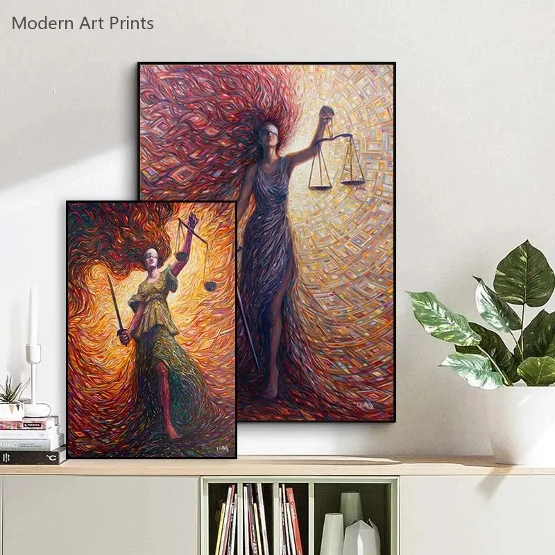 Abstract Art Goddess of Justice Lawyer Posters Canvas Painting Vintage Print Pictures Modern Living Room Law Student Gifts Decor