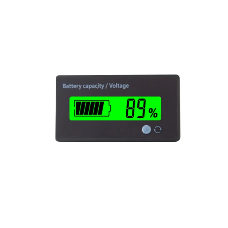 Percentage + Voltage Dual Display Lithium Battery Level Display Fuel Gauge 6-63V Green/Blue/White LCD