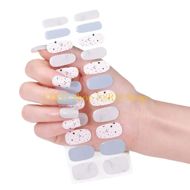 L8RD French Styles Gels Nails Strips Cured Nails Polish Wraps Wearable Gels Nails Stickers Nails Art Decoration