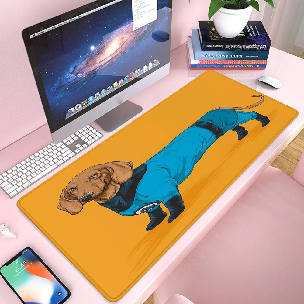 

Коврик для мыши с таксой, игровой коврик для мыши 900 × 400, геймерский коврик для мыши Xxl, офисные аксессуары, длинный коврик для клавиатуры, коврик для компьютерного стола