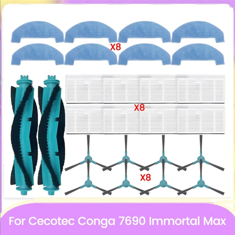 26 قطعة فرشاة جانبية فرشاة رئيسية فلتر HEPA ممسحة قماش لقطع غيار المكنسة الكهربائية الخالدة 7690-A69M