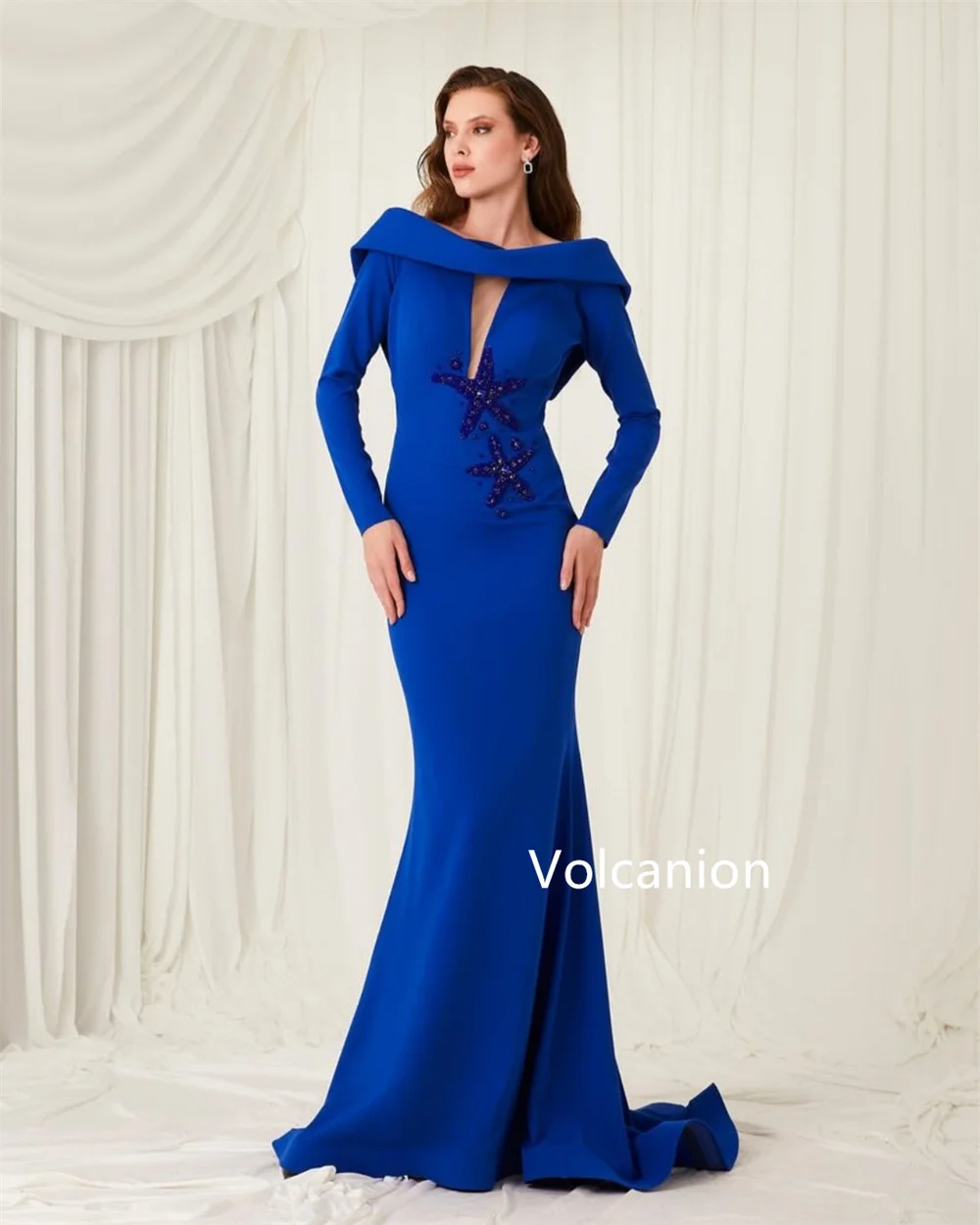 Gaun Panjang Bahu Terbuka Putri Duyung Berlian Imitasi Jersey Khusus Acara Dipesan Lebih Dahulu Formal Klasik Kualitas Tinggi