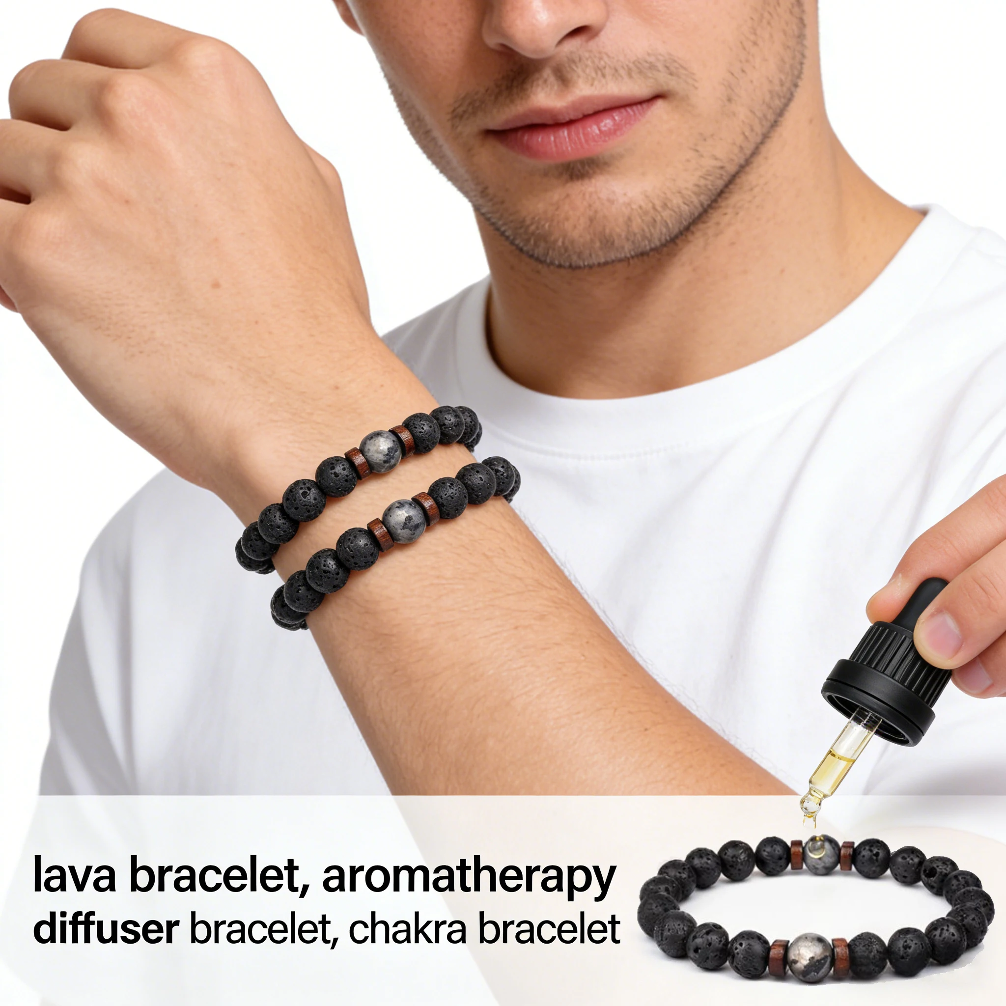 Natural Moonstone Bead Bracelet Men Tibetan Buddha Bracelet chakra Lava Stone Diffuser Bracelets Men Jewelry gift Drop Shipping