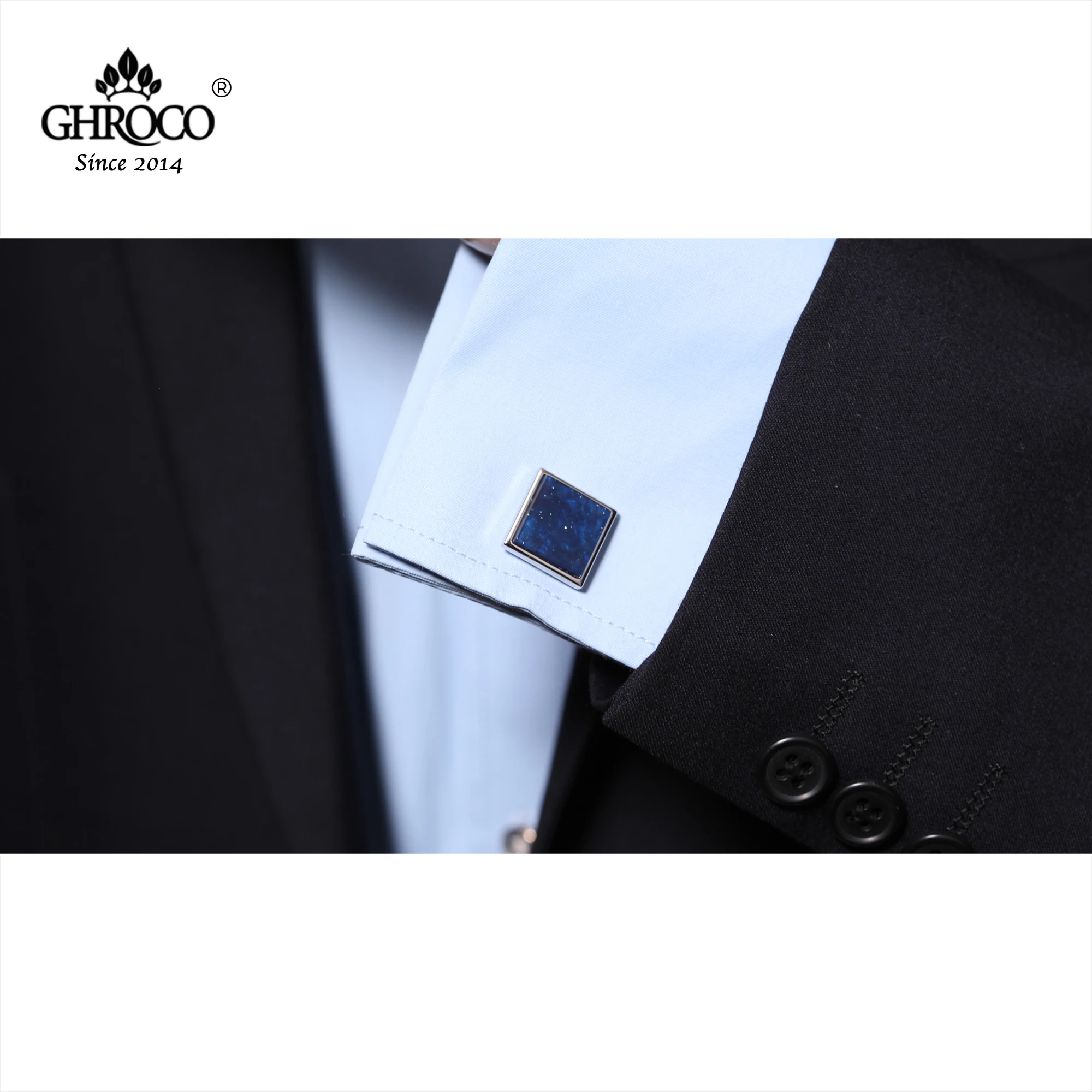 GHROCO High Quality Exquisite Blue Star Shirt Cufflinks Fashion Luxury Gifts for Business Men Ladies and Wedding