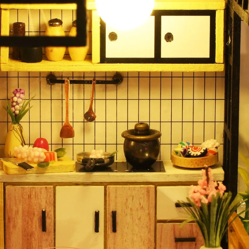 مجموعات بيت الدمى DIY للبالغين منزل خشبي مصغر كبير مع أثاث مصنوع يدويًا لتجميع النماذج كهدية لديكور المنزل #5