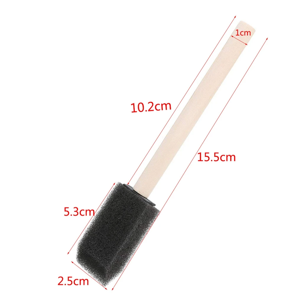 

2 Inch Sponges Painting Brush Stains Wooden Handle Acrylics Black Drawing Child