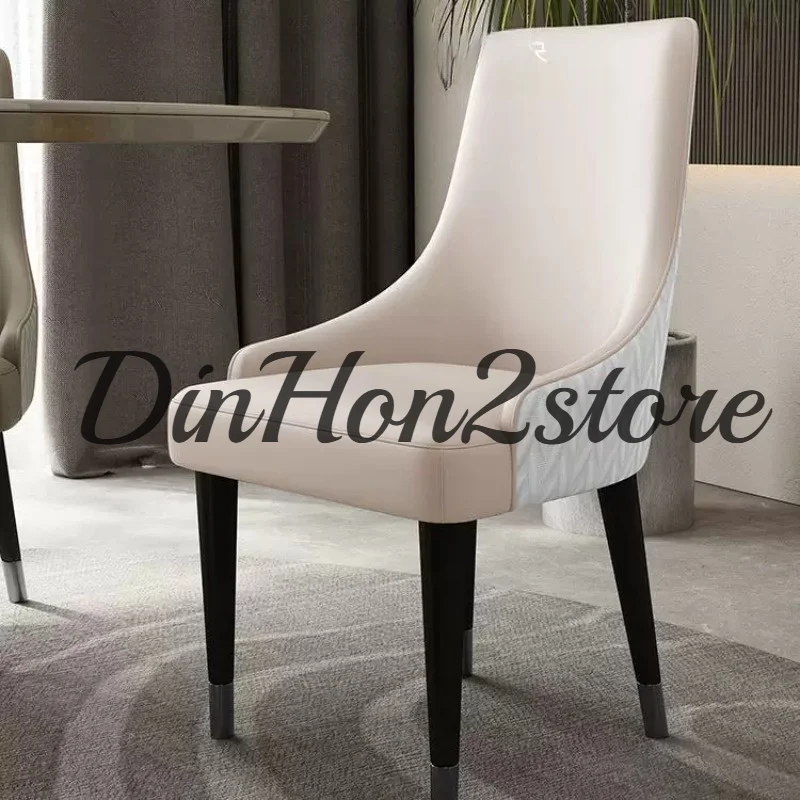 Modern PU Leather Set of 2 Dining Chairs with Metal Legs High Tufted Back Lion Head Pull Ring