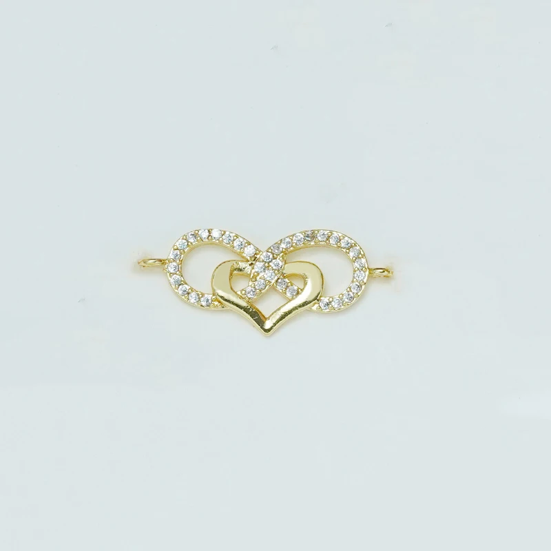 10Pcs Micro Inlay Zircon Jewelry Diy Bracelet Necklace Making Connector Figure 8 Heart Flower Crown Pea Element Brass Accessorie