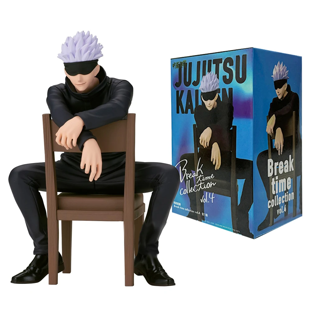 Figura de acción de Anime de Gojo Satoru, figura de Jujutsu Kaisen, Satoru Gojo, tiempo de descanso, posición sentada, viene con taburete, juguete de regalo, PVC, 11CM