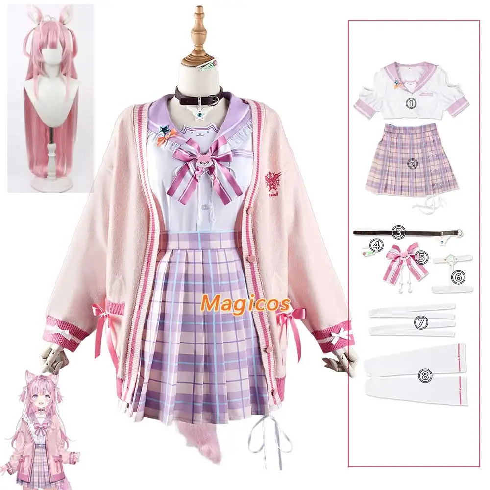 Hololive Virtual YouTuber Hakui Koyori Cosplay Costume VTuber Japanese Pink JK Uniform Skirt Coat Woman Sexy Kawaii Campus Suit