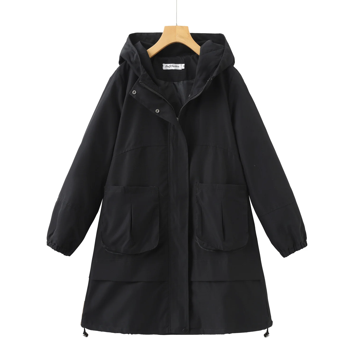 Płaszcze dla eleganckich kobiet Skórzany trencz z nadrukiem Litera D Suszenie Szaro-biały Odmładzający Prostota Nadruk Vintage Funkcjonalny