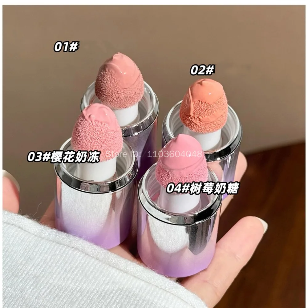 Soft Face Liquid Blusher Smooth Cheek Eye Mousse Blush Matte นมสีม่วง Highlighter Stick Rouge กันน้ํา Contour แต่งหน้า