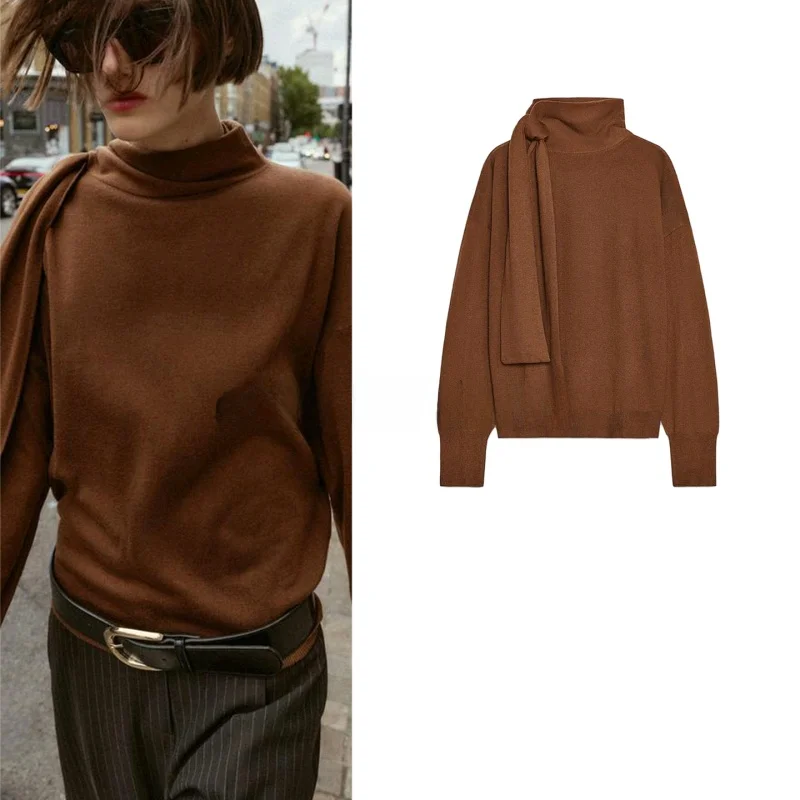 

Loose Long Sve round Ne Knitwear Knot Autumn Women's Casual Sle Ultra Soft Polyester Fiber Open Cardigan