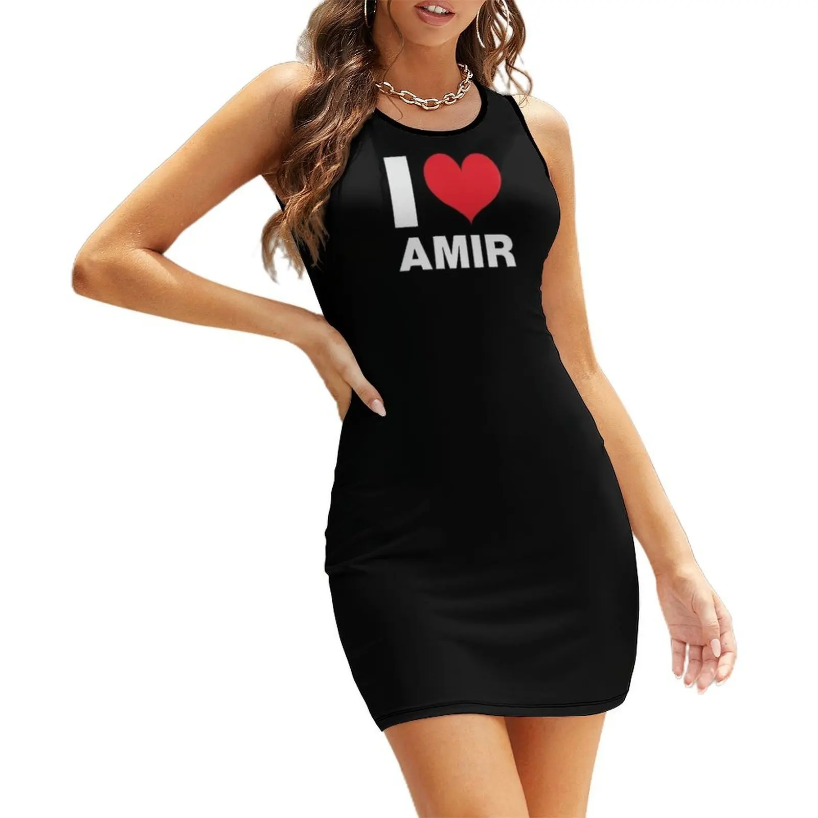 

I Love Amir, Men, Kids, Child Name Sleeveless Sundress woman dress dresses for women summer clothes for women