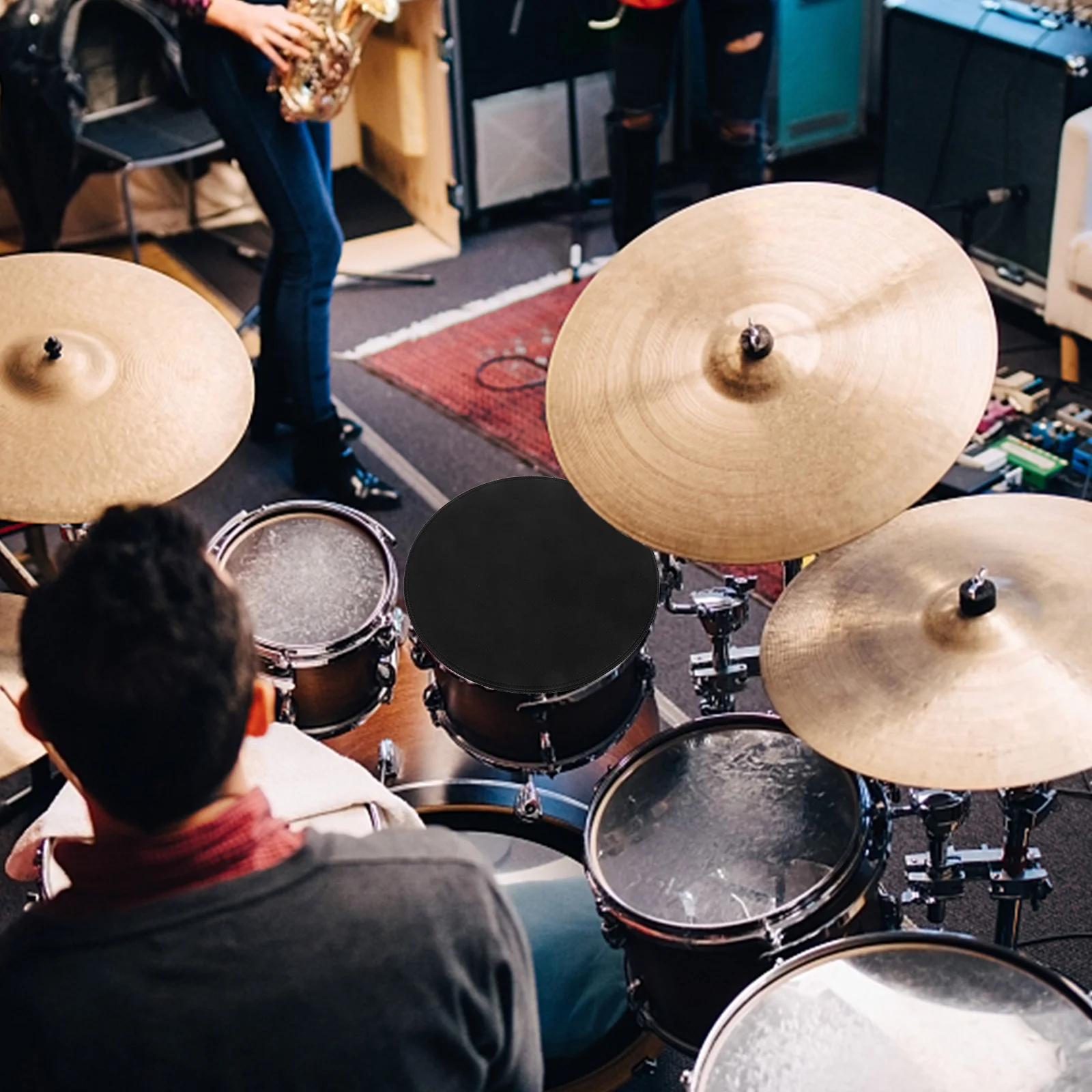 

Drum Cymbal Mute Pad Quiet Practice Mat Nonslip Rubber Cloth Material Drumming Accessory Drum Mute Pads Practice Pad